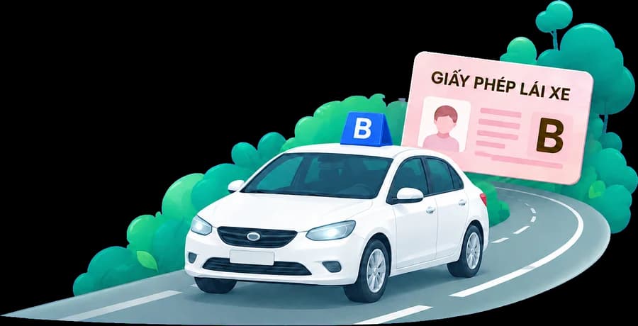 Ô tô sát hạch và giấy phép lái xe hạng B