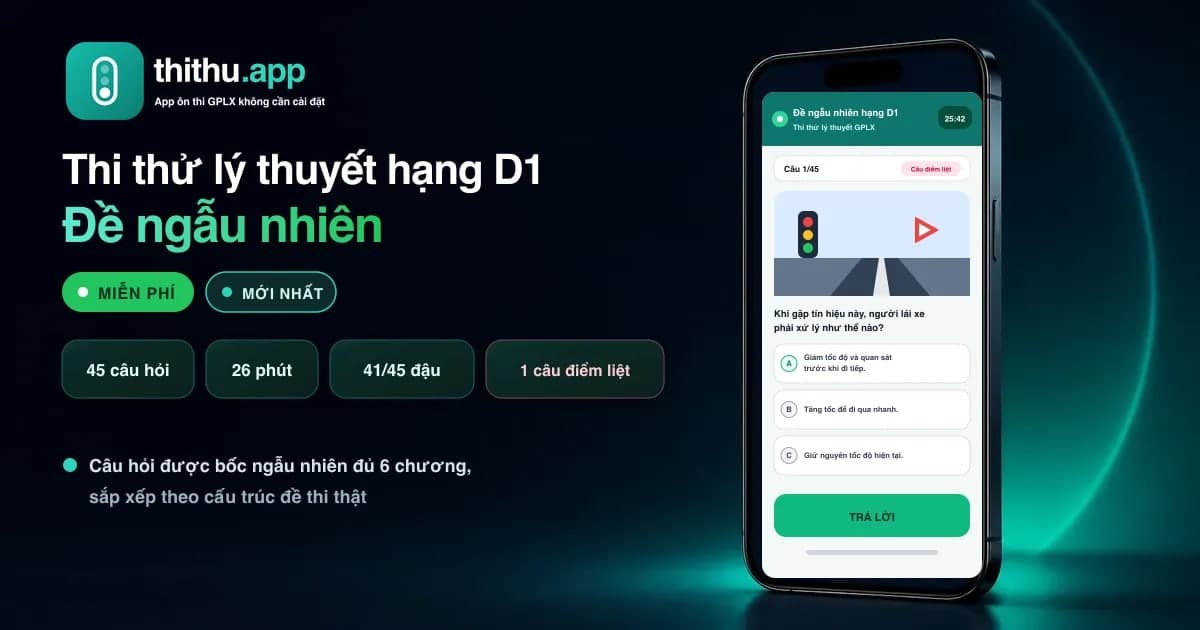 Đề thi thử bằng lái xe D1 ngẫu nhiên online