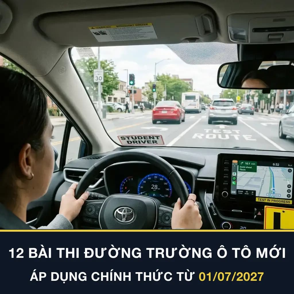 12 Bài Thi Thực Hành Đường Trường Ô Tô Mới Từ 01/03/2027