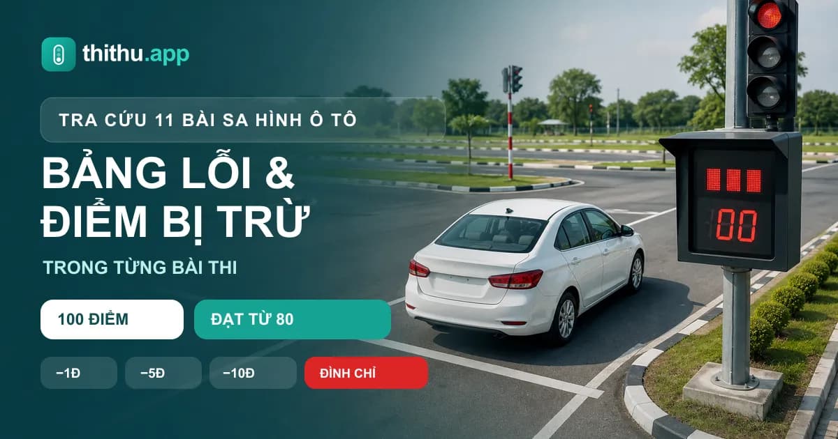 Bảng lỗi trừ điểm bài kiểm tra sa hình cuối khóa lái xe ô tô