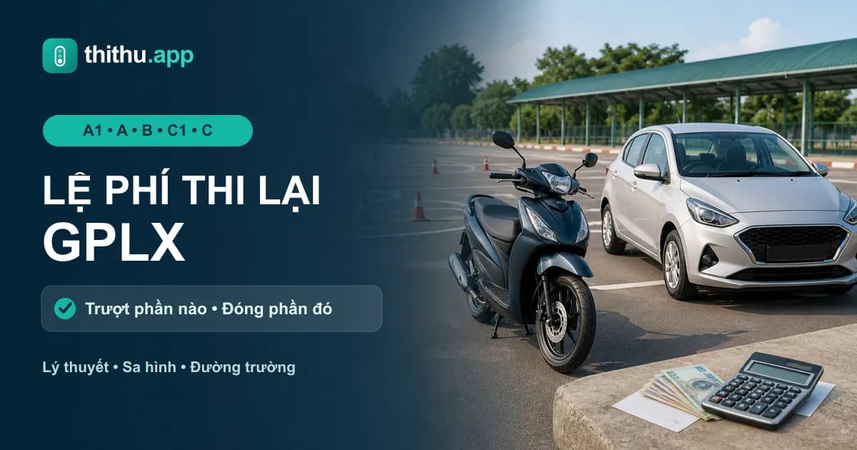 Lệ phí thi lại giấy phép lái xe A1, A, B, C1 và C theo từng phần thi