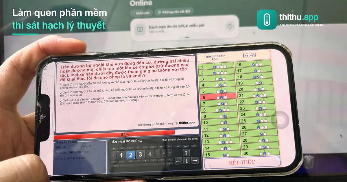 Làm quen phần mềm thi sát hạch lý thuyết trên ThiThu.app
