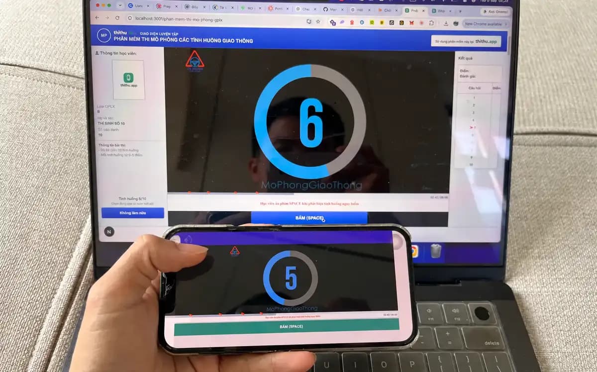 Phần mềm thi mô phỏng GPLX trên ThiThu.app